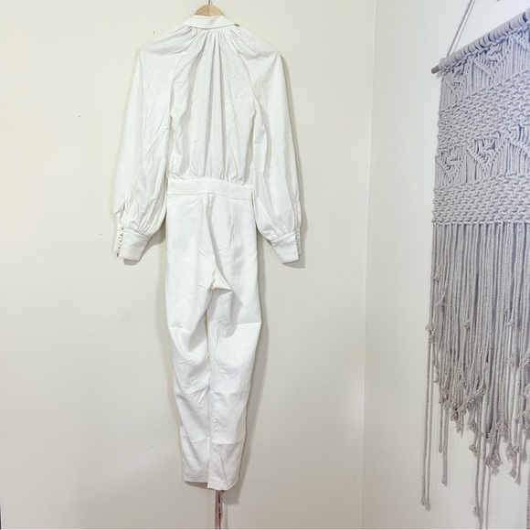 House of CB Delilah Long Sleeve Plunge Jumpsuit in White sz XS - Picture 5 of 5